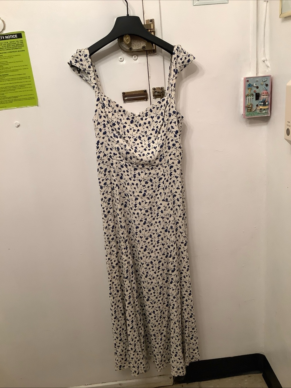 Reformation Bryson Midi Dress Sz 2 White Blue Floral Mykonos Sweetheart - Picture 10 of 14